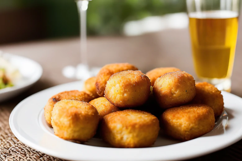 Tapa de croquetas y cerveza. Gastronomía