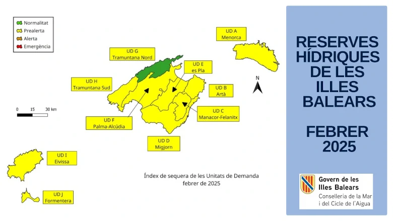 water reserves Balearic Islands February 2025