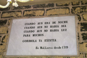 Gordiola, desde 1719 en Mallorca