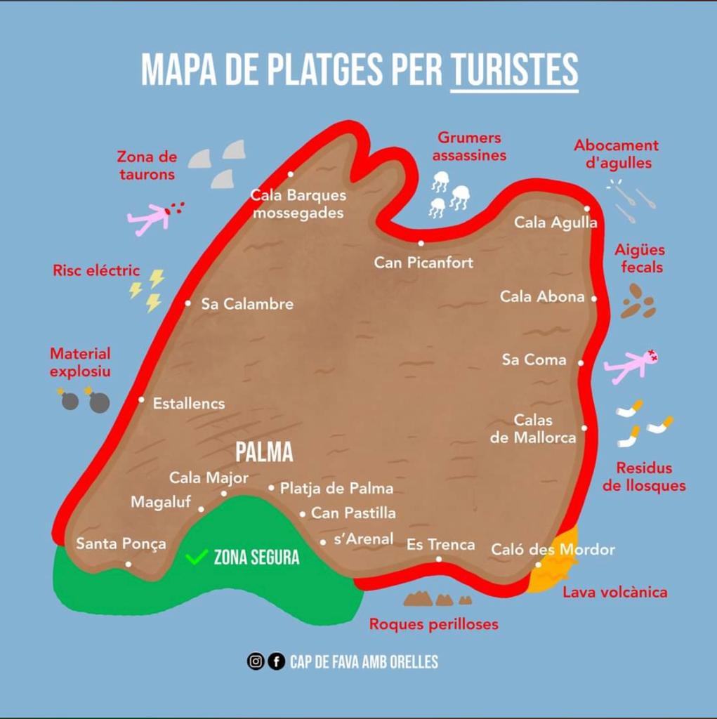 mapa playa turistas mallorca