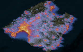 perseidas mallorca 2023, mapa de contaminación lumínica
