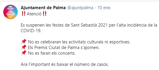 twitter cancelación sant sebastià palma